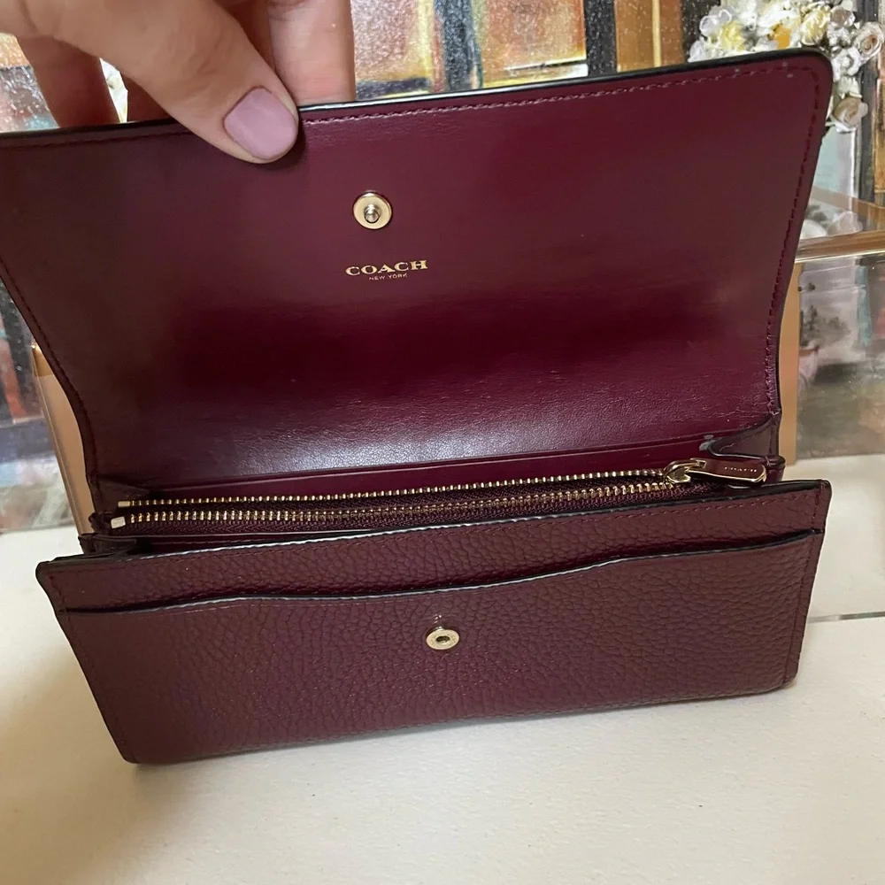 Coach Burgundy Wallet with Gold Hardware - Picture 2 of 4